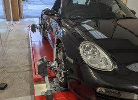 A piece of wheel alignment equipment.