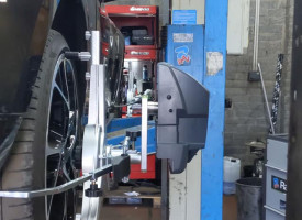 A piece of wheel alignment equipment.