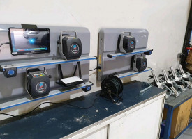 A piece of wheel alignment equipment.