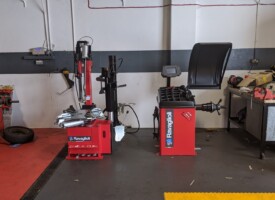 A piece of wheel alignment equipment.