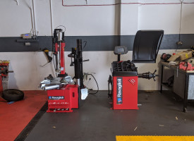 A piece of wheel alignment equipment.