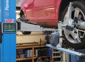 A piece of wheel alignment equipment.