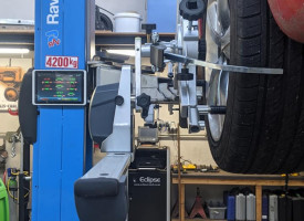 A piece of wheel alignment equipment.